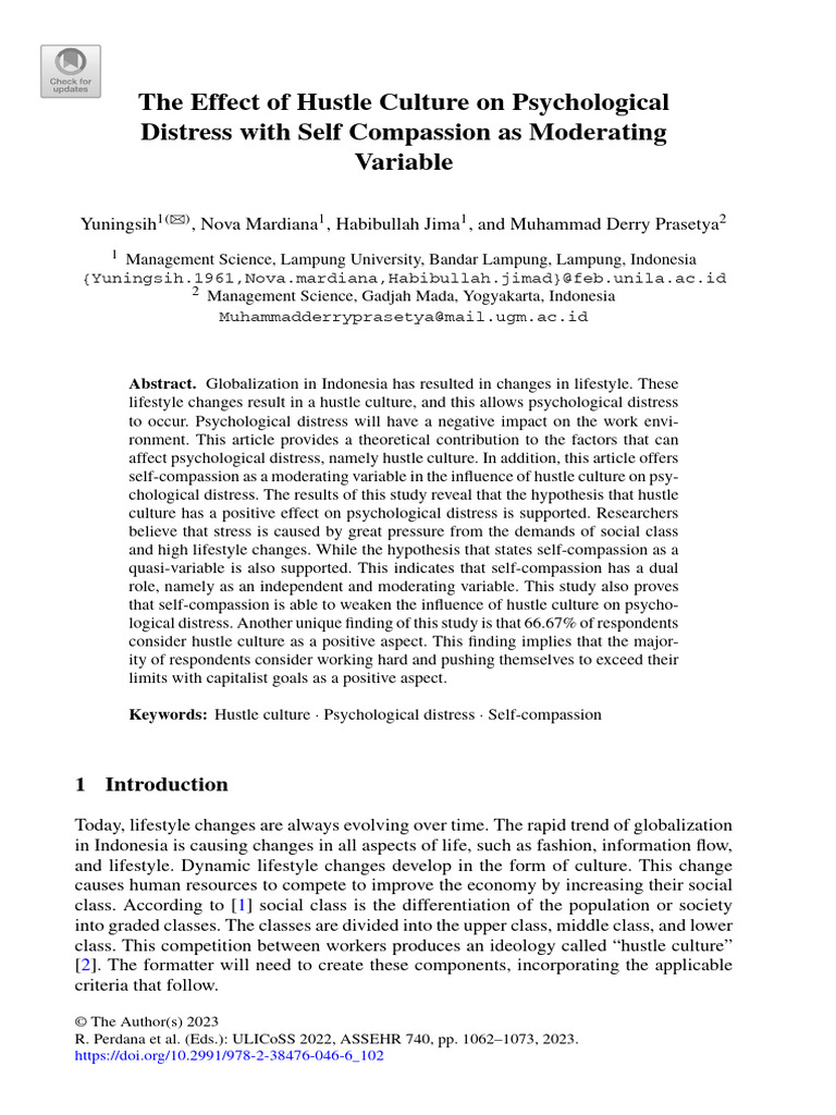 Hustle Culture's Impact on Psychological Distress | PDF | Anxiety ...