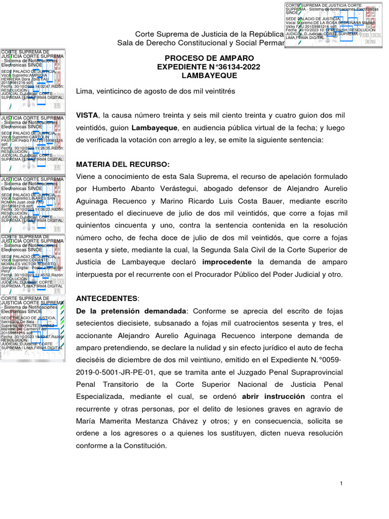 Fallo de Amparo en Corte Suprema CR | PDF | Debido al proceso | Derecho ...