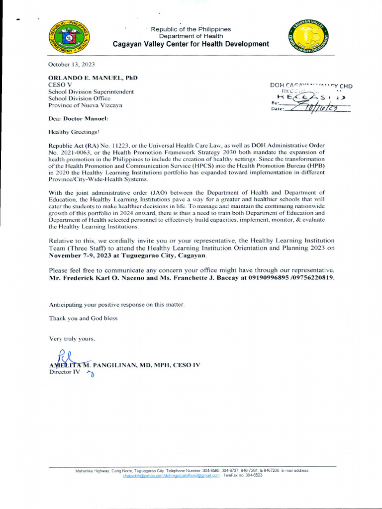 Sdo Nueva Vizcaya Invitation To The Healthy Learning Institution