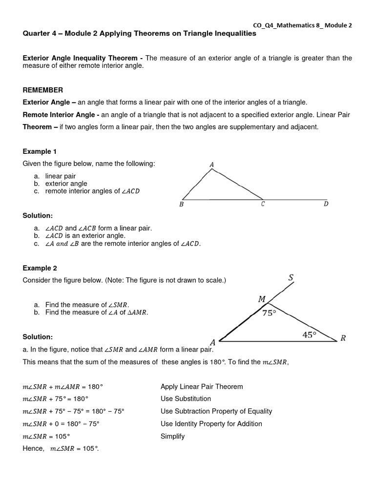 Triangle Inequalities Theorems Explained | PDF | Triangle | Angle