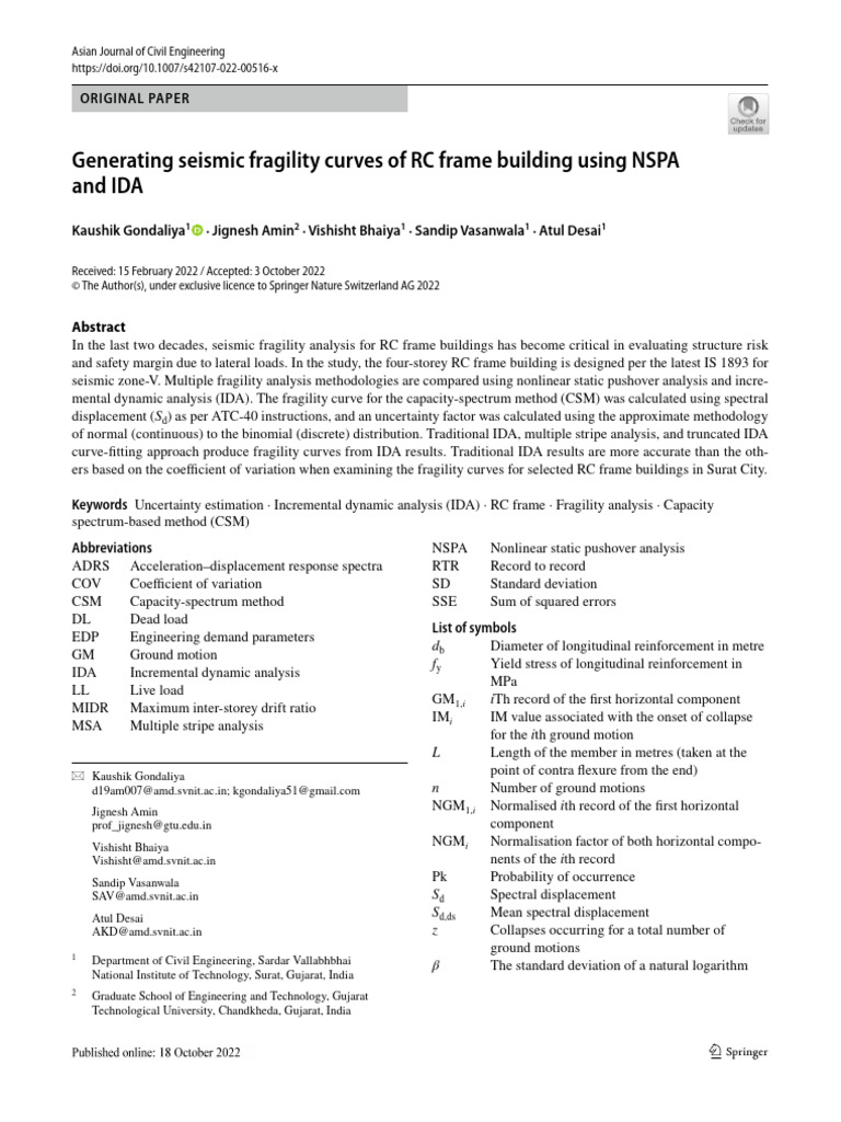 Seismic Fragility of RC Buildings PDF Strength Of Materials