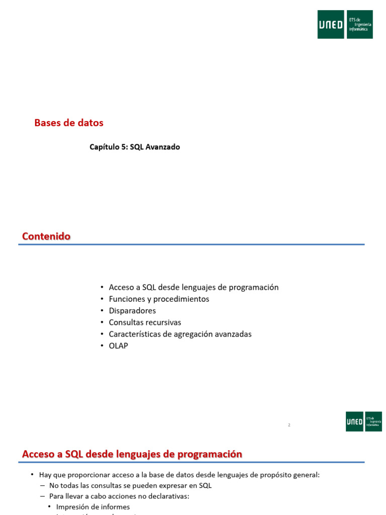 SQL Avanzado: Conexión y Funciones | PDF | SQL | Lenguaje de programación