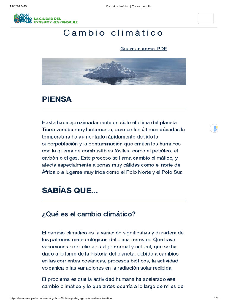 Causas y Consecuencias del Cambio Climático | PDF | Gases de efecto ...