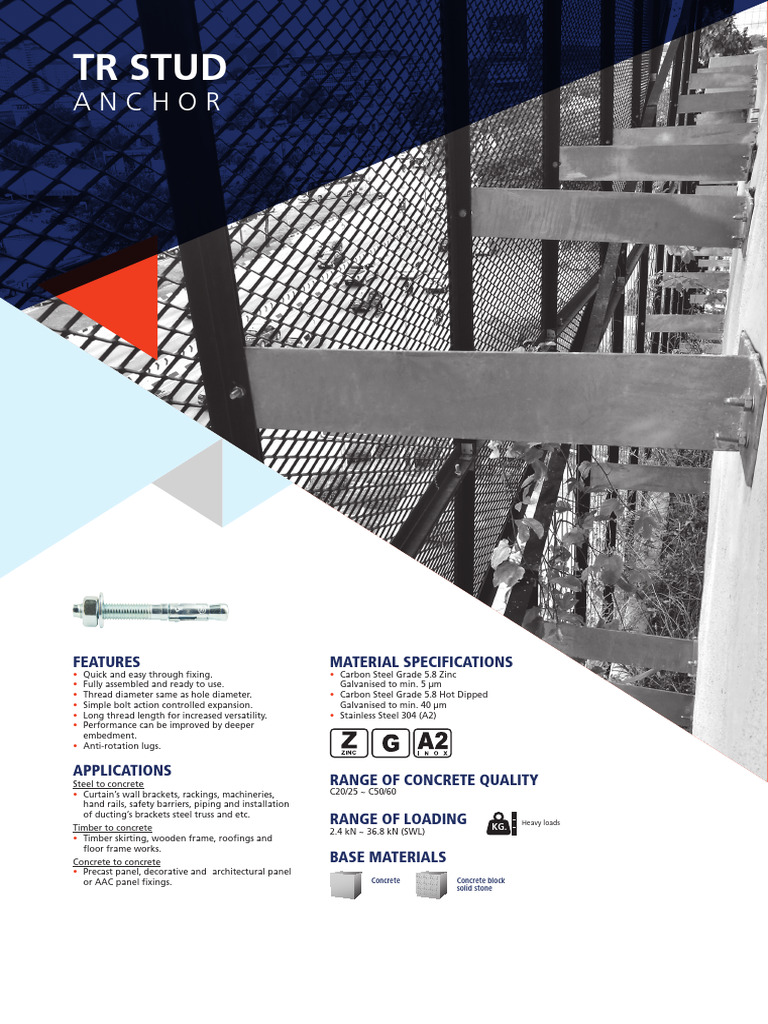 TR Stud Anchor Product Overview | PDF | Concrete | Precast Concrete