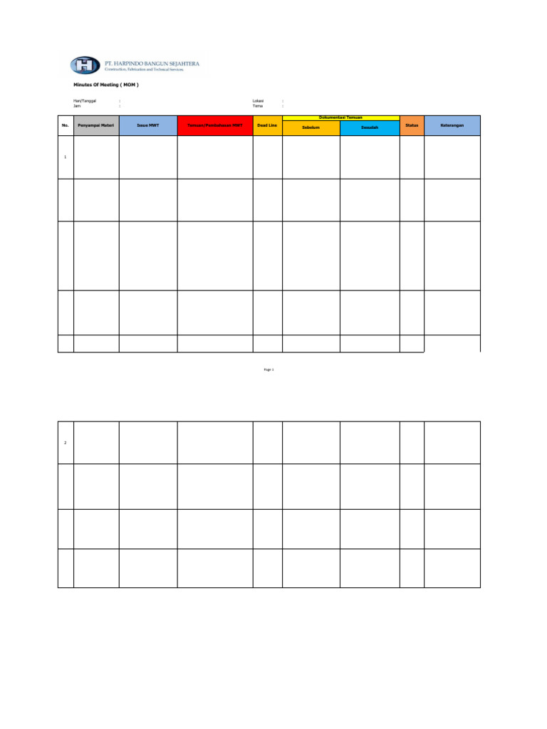 El 1 Format Laporan Mwt Mom Mwt 2023 Pdf