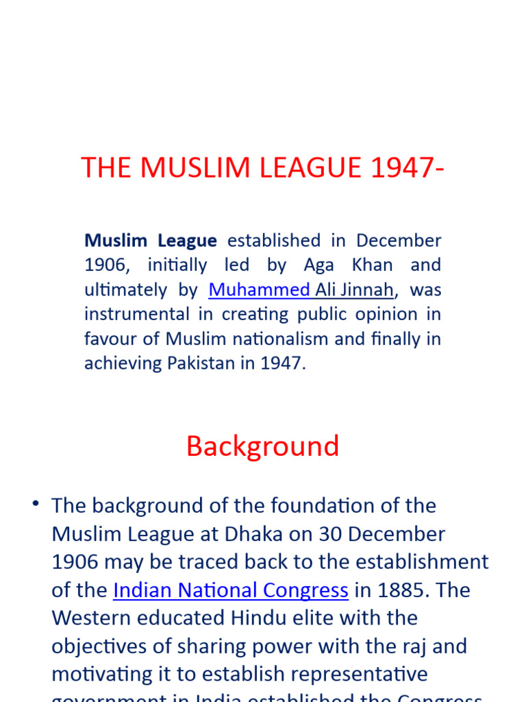 Formation and Impact of Muslim League | PDF | All India Muslim League ...