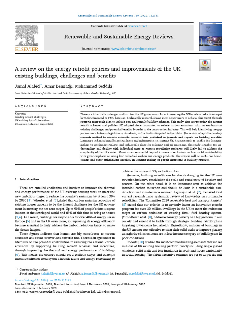 A Review On The Energy Retrofit Policies and Improvements of The Uk ...