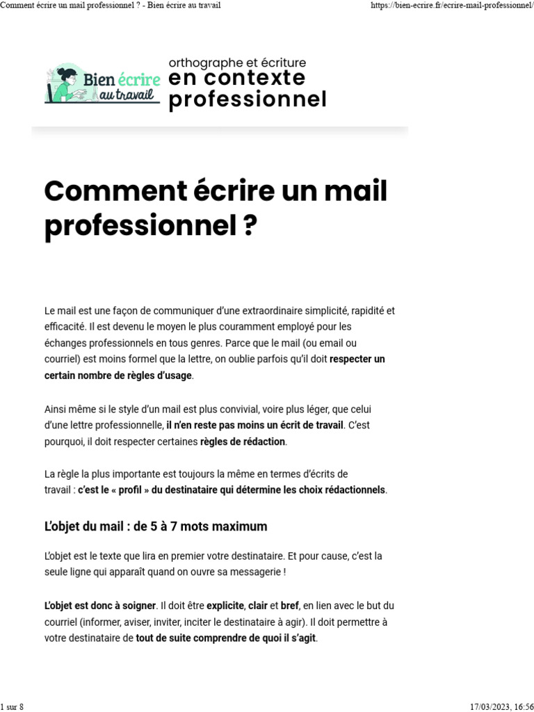 Rédiger un mail professionnel efficace | PDF | Phrase | Linguistique