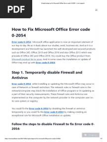 Simple Steps To Fix Microsoft Office Error Code 0-2054 - Live Support