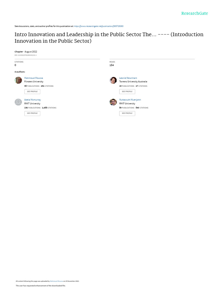The Introduction To Innovation in The Public Sector | PDF | Innovation ...