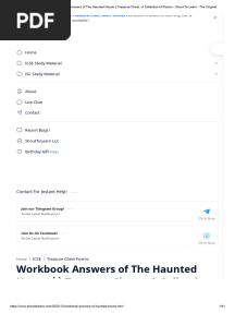 Workbook Answers of The Haunted House - Treasure Chest - A Collection of Poems - Shout To Learn - The Original