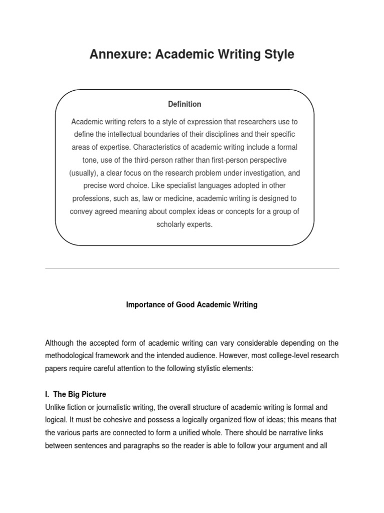 Academic Writing Style Pdf Thought Idea