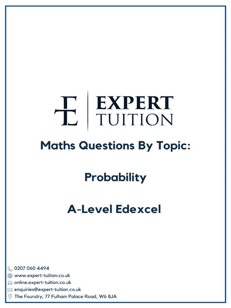 Probability and Statistics Exam Questions | PDF | Random Variable ...