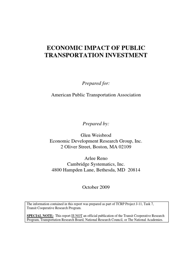 Economic Impact of Transit Investment | PDF | Public Transport ...