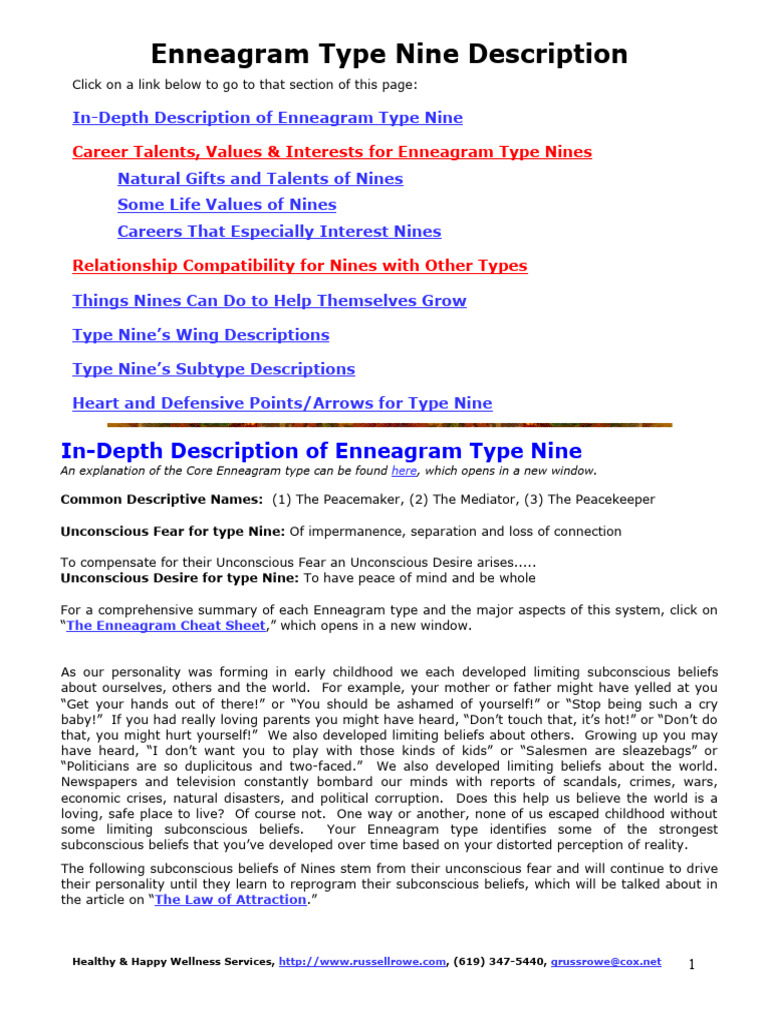 Enneagram Type 9 Description Pdf Planets In Astrology Anger
