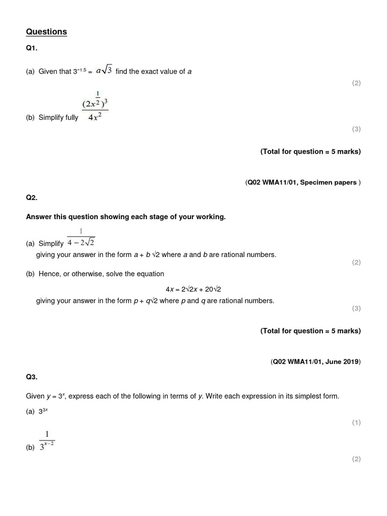 Algebra Questions and Solutions Guide | PDF