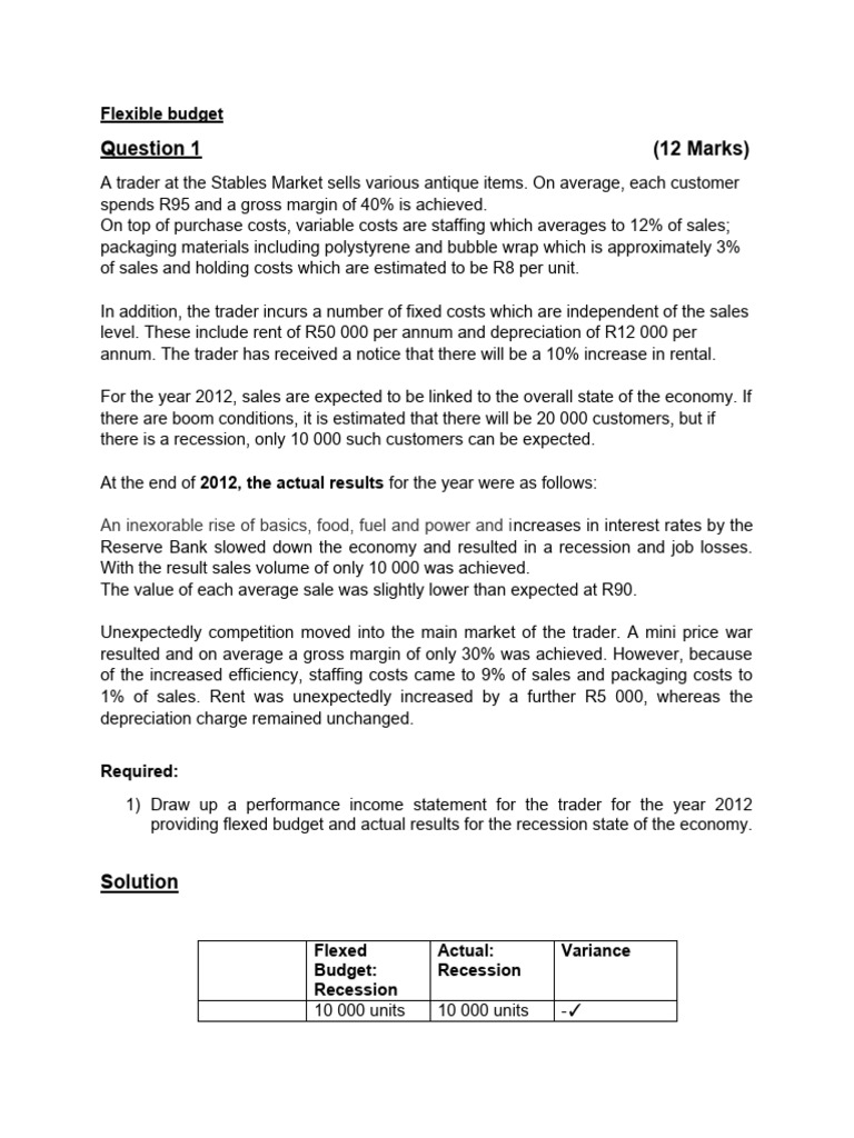 Flexible budget question pdf gross margin net income