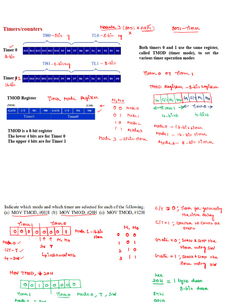Understanding TMOD for Timers 0 and 1 | PDF