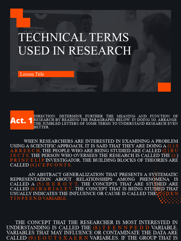 Essential Technical Terms in Research | PDF | Statistics | Experiment