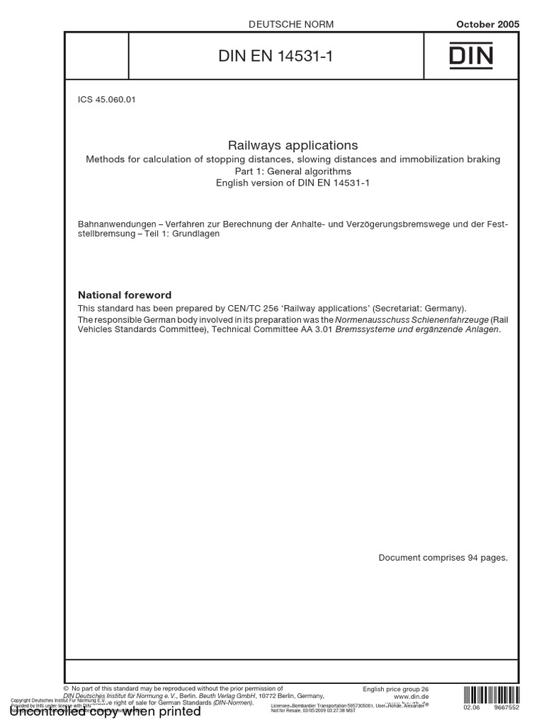 Din en 14531-1 2005-10 | PDF | Intellectual Property Law | Monopoly ...