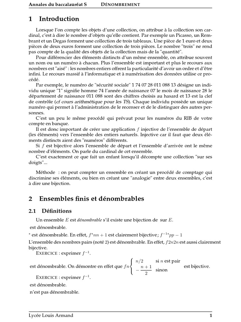 Dénombrement et cardinalité des ensembles | PDF | Entier naturel ...