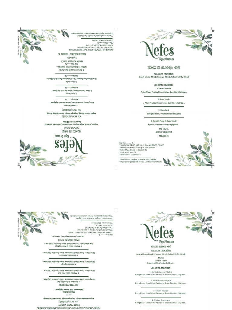 Nefes Menu | PDF