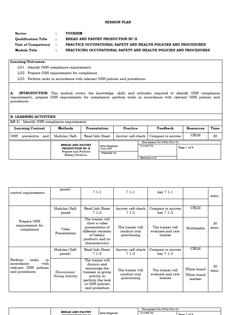 BC 7 Practice Occupational Safety and Health Policies and Procedures ...