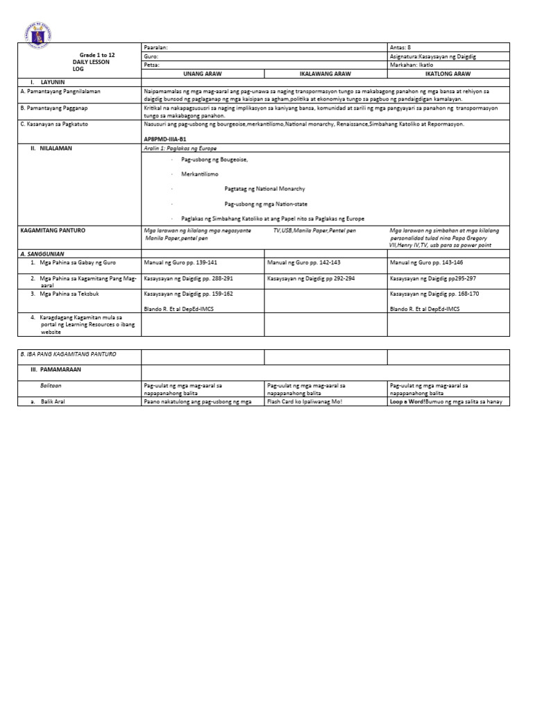 DLL Grade 8 3rd Grading A | PDF
