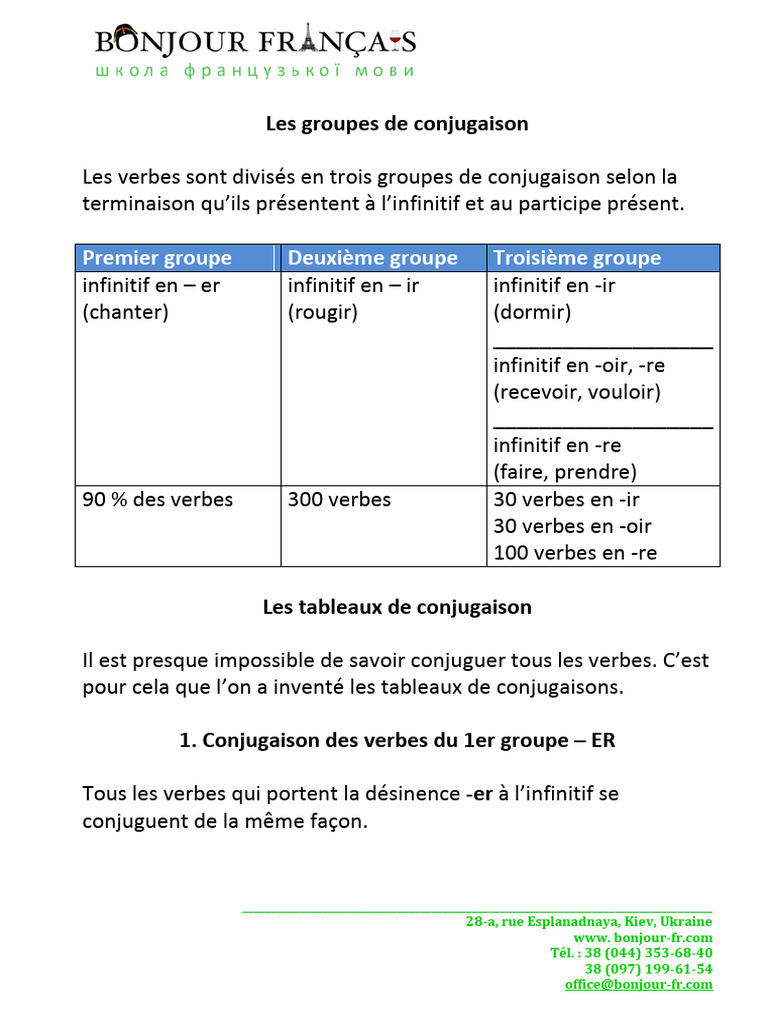 Conjugaison des verbes en français | PDF | Verbe | Conjugaison