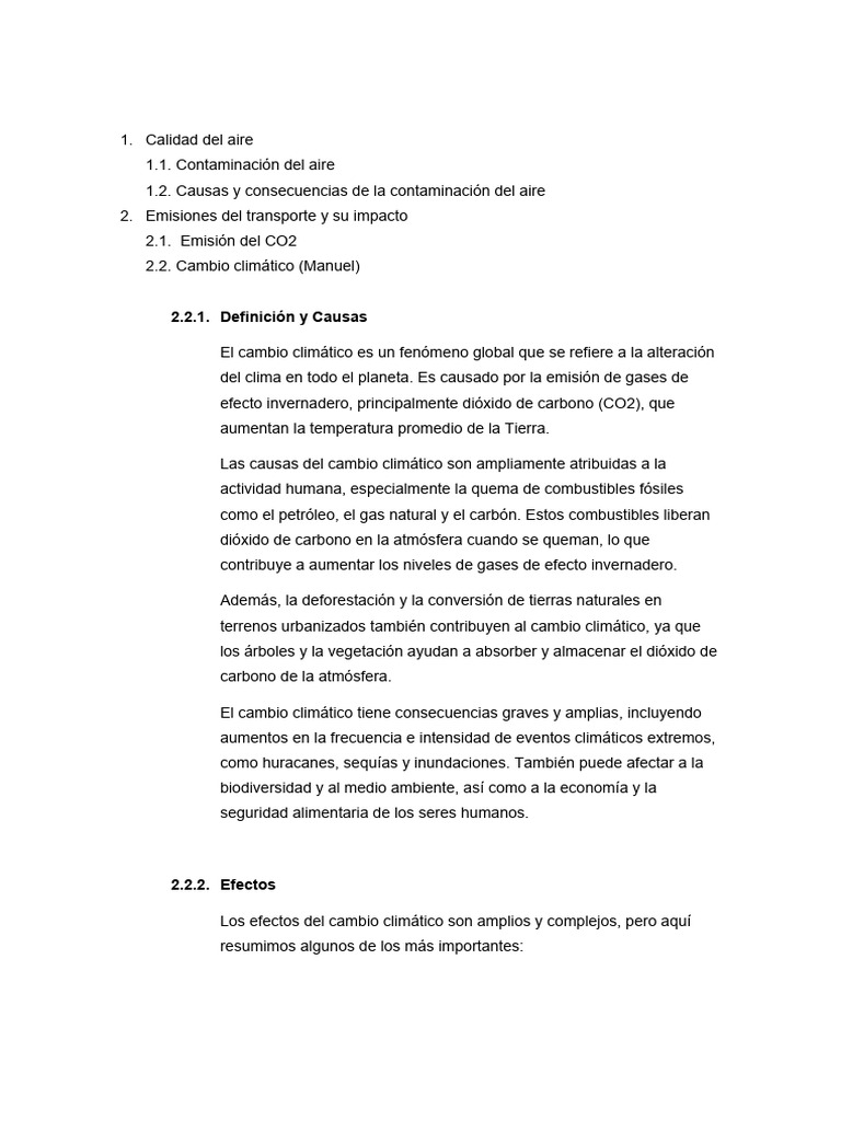 Contaminación del aire y cambio climático | PDF | Gases de efecto ...