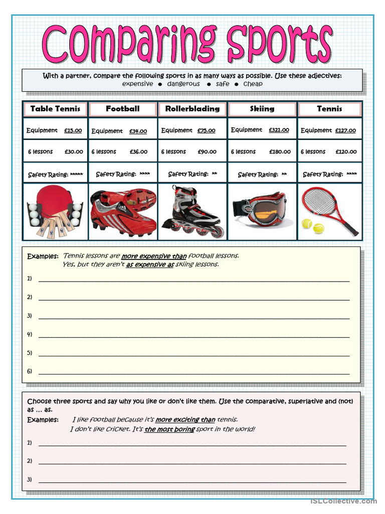 Comparing Sports: Equipment & Lessons | PDF