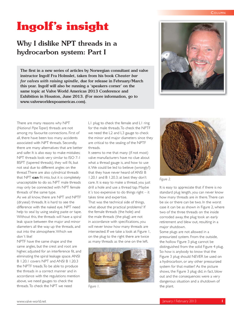 Disadvantages of NPT Threads in Valves | PDF
