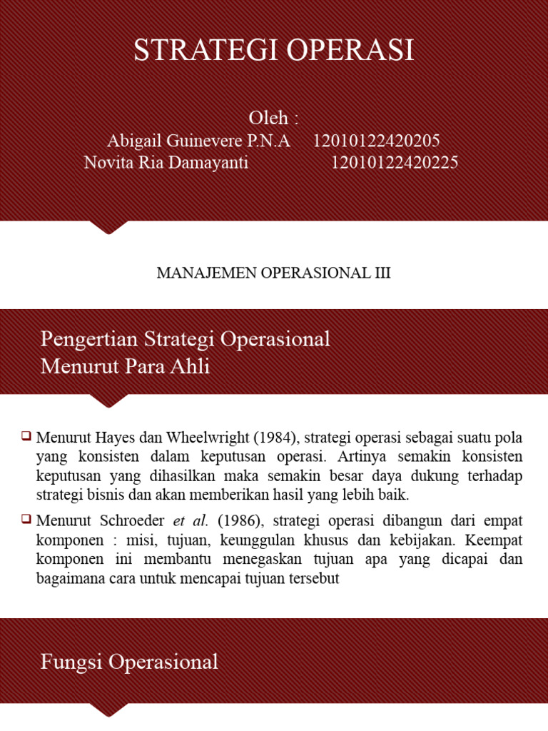 Strategi Operasional untuk Keunggulan Bersaing | PDF