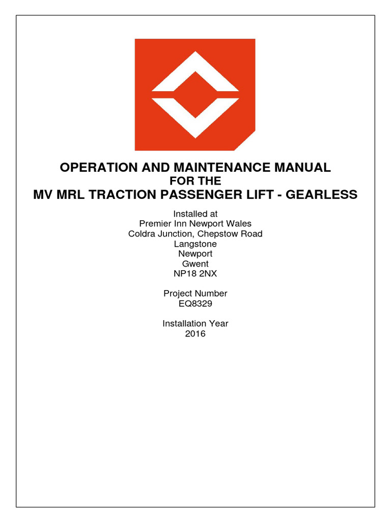 MV MRL Lift Operation Manual | PDF | Elevator | Door