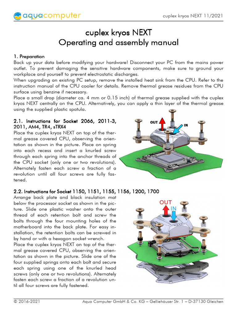 Cuplex Kryos Next English | PDF | Screw | Manufactured Goods