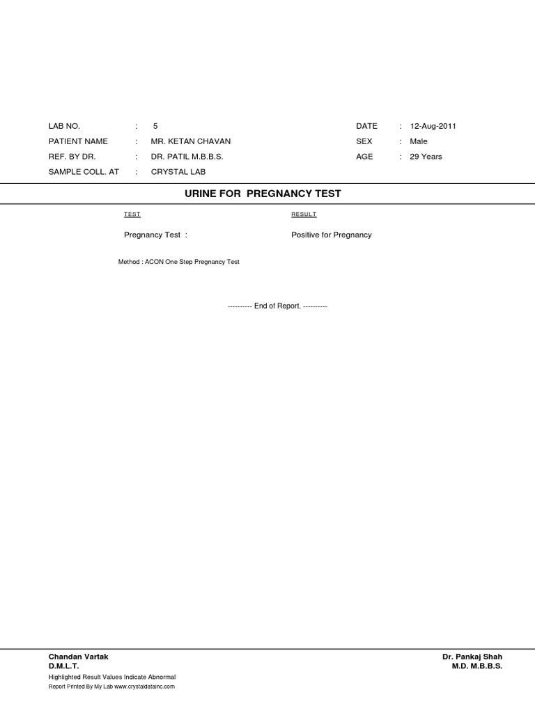 Positive Pregnancy Test Result | PDF