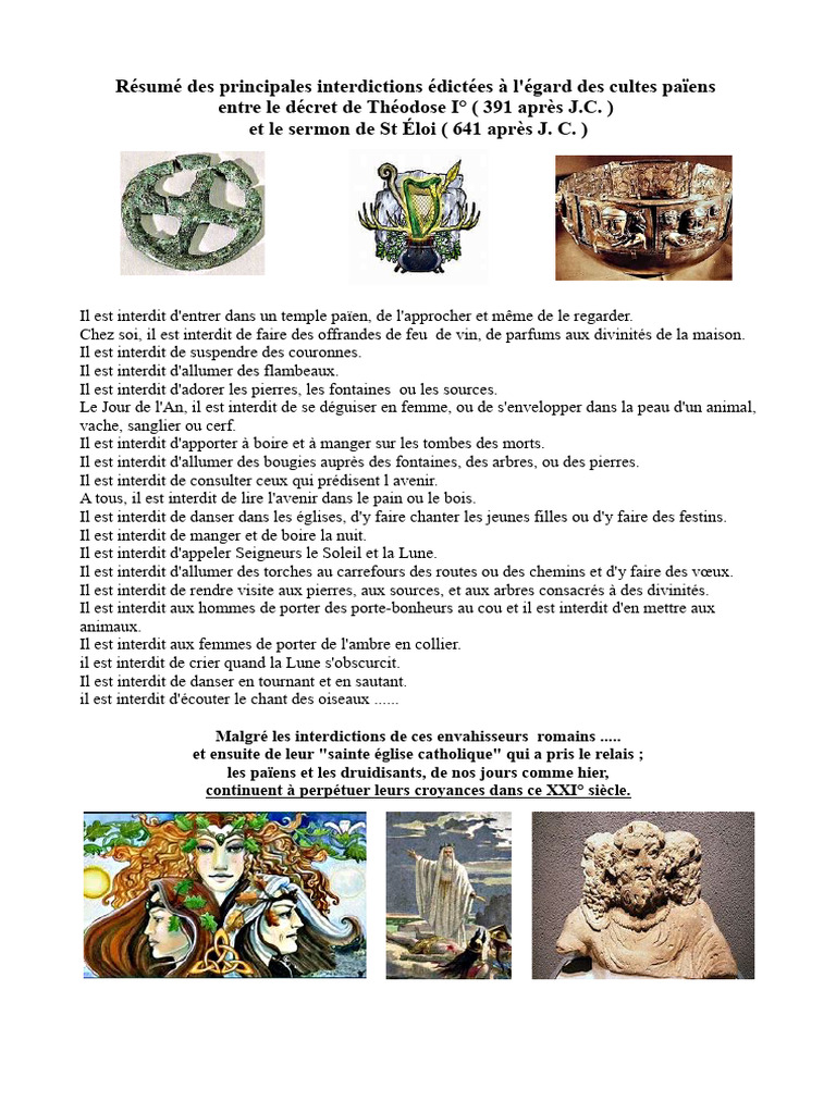 Resume Des Principales Interdictions Edictees C3 A0 L Egard Des Cultes ...
