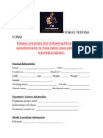 Fitness Testing Form