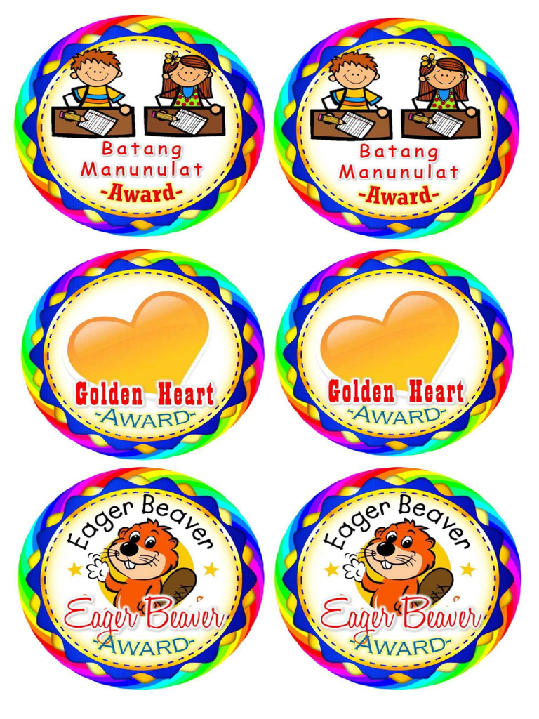 Kindergarten Award Ribbons List | PDF
