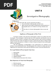 UNIT 8 - Investigative Photography