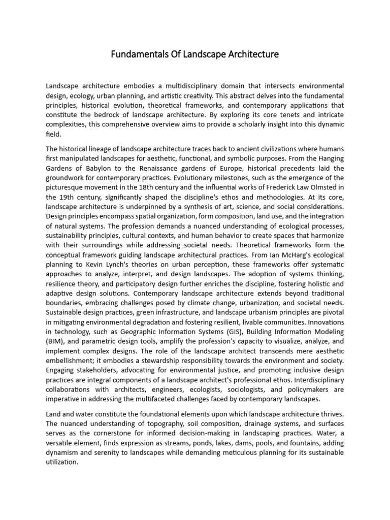 Fundamentals of Landscape Architecture | PDF | Landscape | Landscape ...