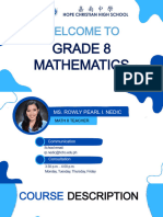 Math 8 Subject Orientation