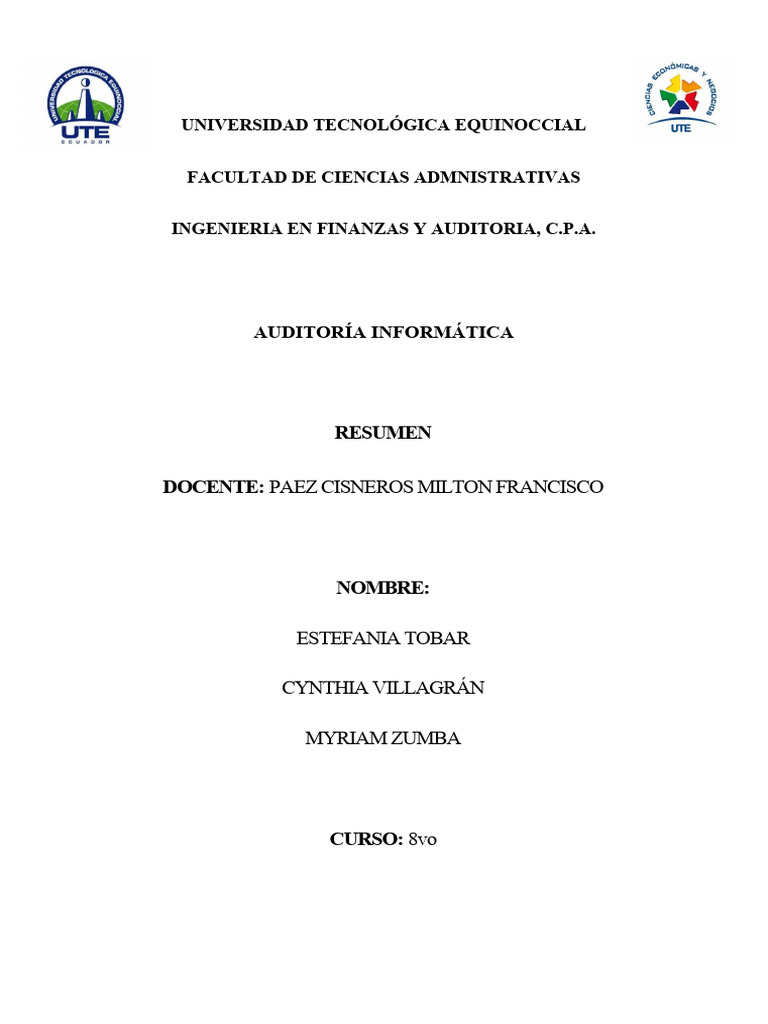 Resumen AUDITORIA INFORMATICA | PDF | Hardware de la computadora ...