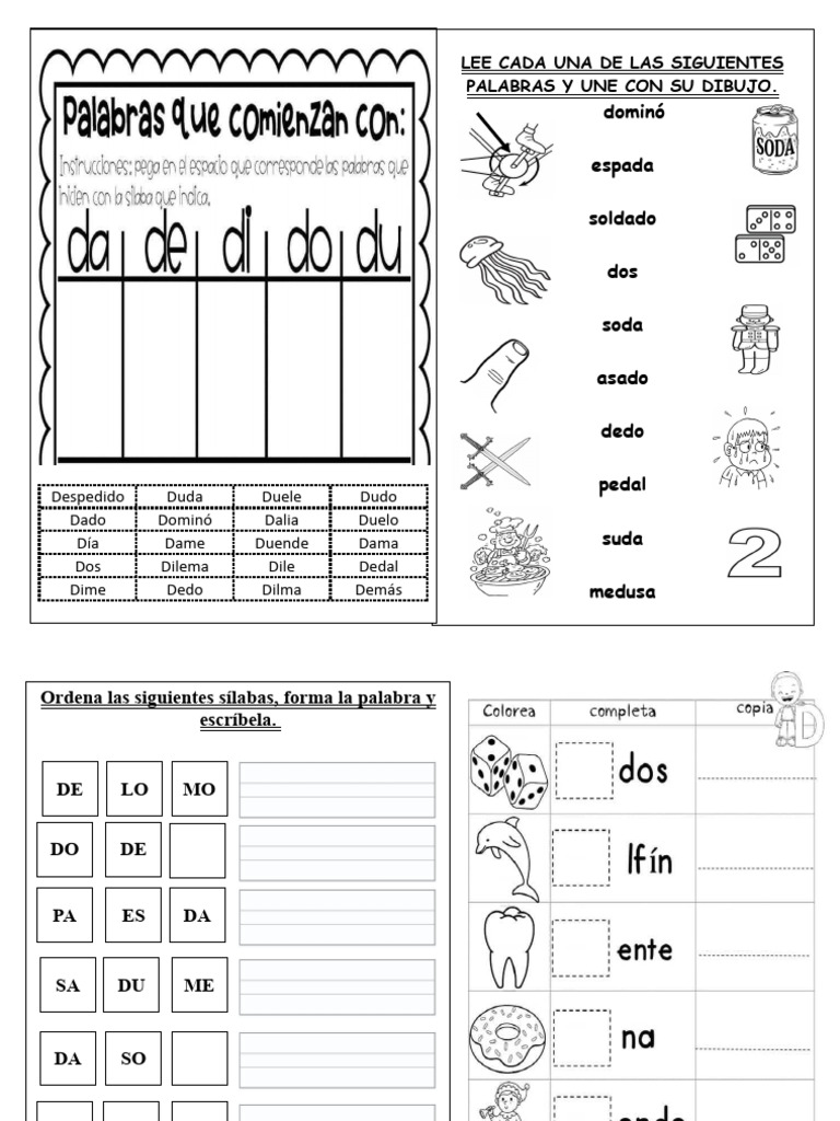 Ejercicios de palabras con la letra D | PDF