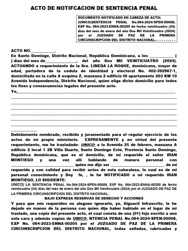 27.03.2024 Notificacion de Sentencia Penal | Descargar gratis PDF ...