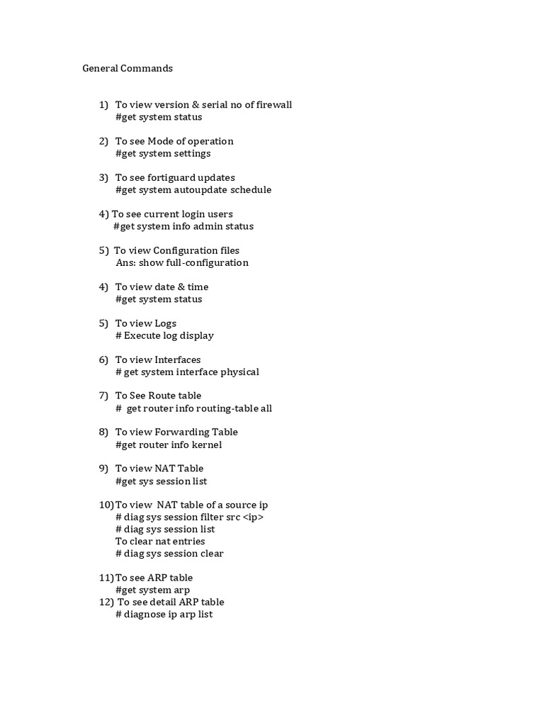 Fortigate Firewall Troubleshooting Commands