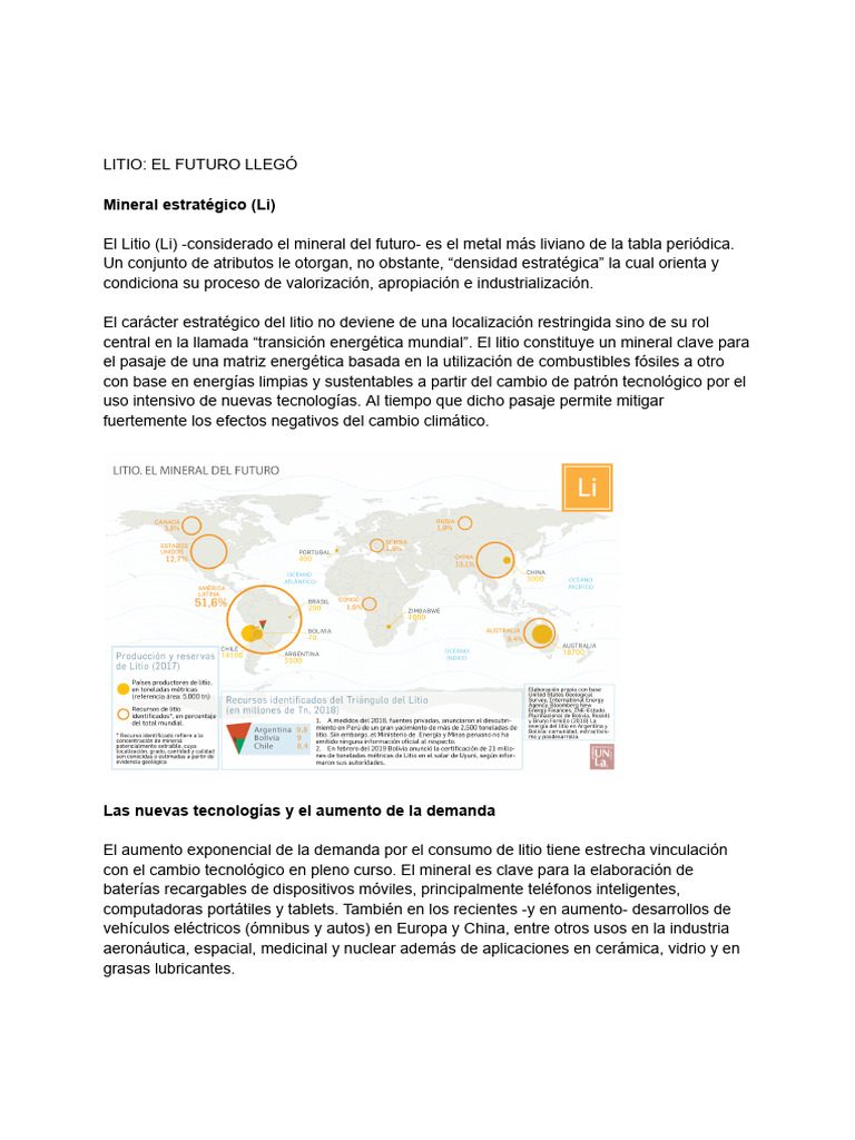 Litio: Clave en la Transición Energética | PDF | Energía renovable ...