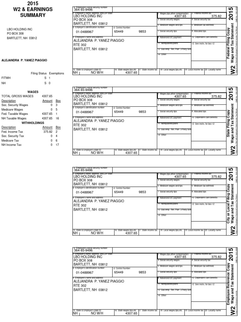 W2 A Yanez | PDF | Social Security (United States) | Wage