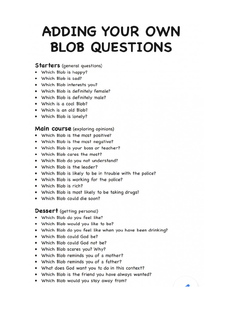 Blob Tree Questions | PDF for Blob Tree Printable Pdf Free Download