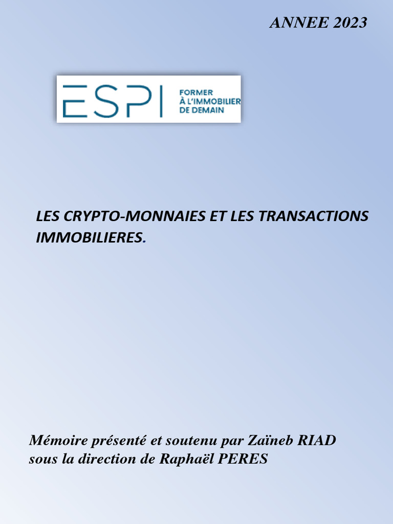 MEMOIRE Zaineb Riad | PDF | Crytomonnaies | Bitcoin